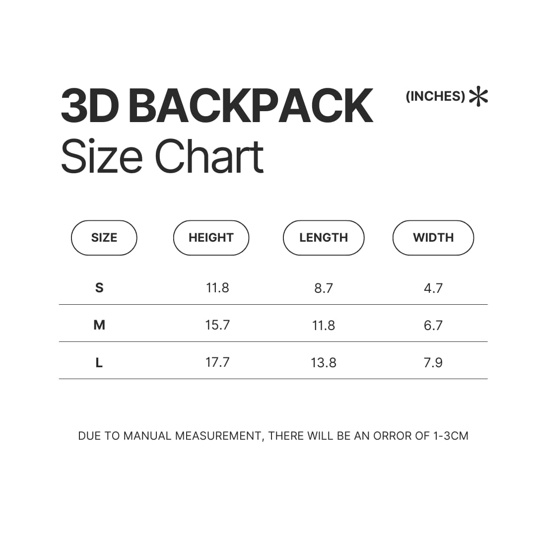 3D Backpack Size Chart - ItsFunneh Store