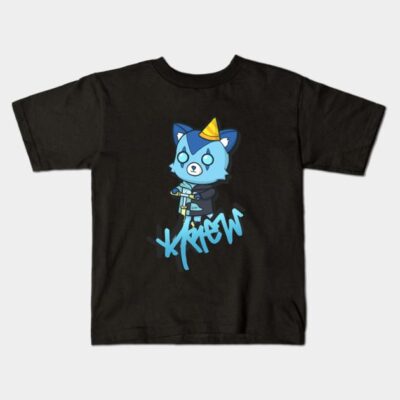 Blue Plushy On A Scooter Kids T-Shirt Official ItsFunneh Merch