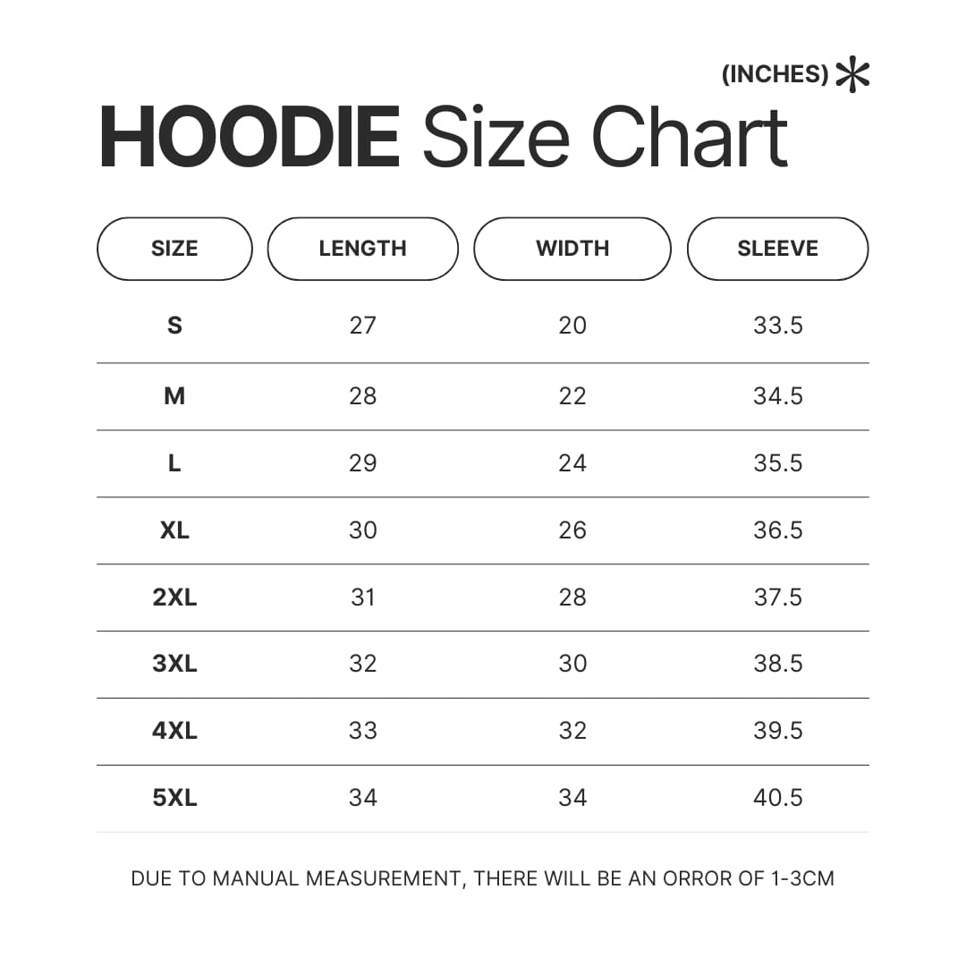 Hoodie Size Chart - ItsFunneh Store