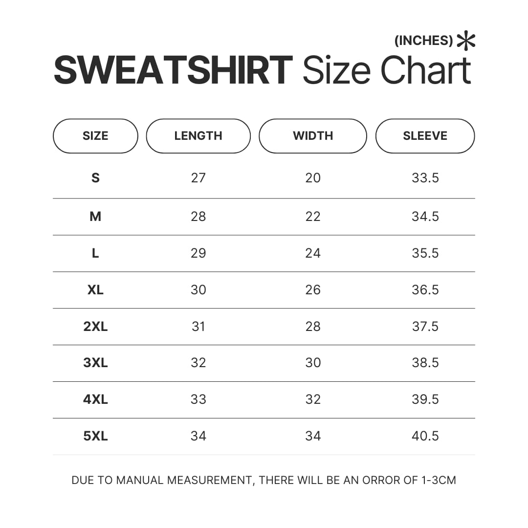 Sweatshirt Size Chart - ItsFunneh Store