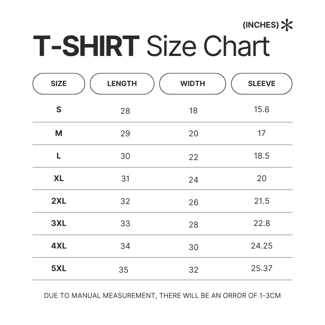 T shirt Size Chart - ItsFunneh Store