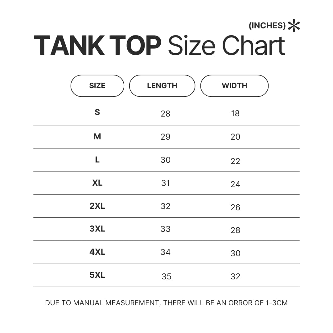 Tank Top Size Chart - ItsFunneh Store