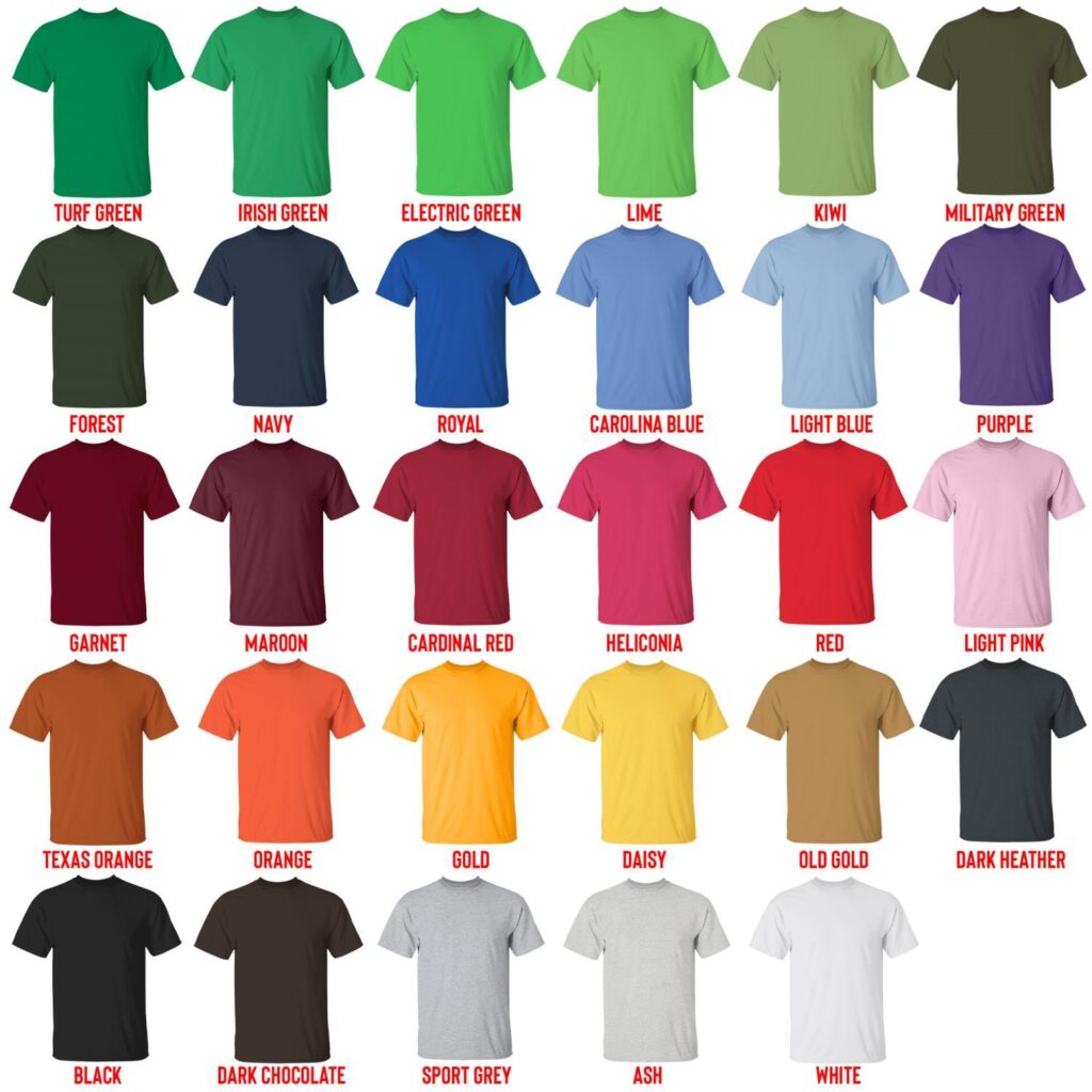 t shirt color chart - ItsFunneh Store