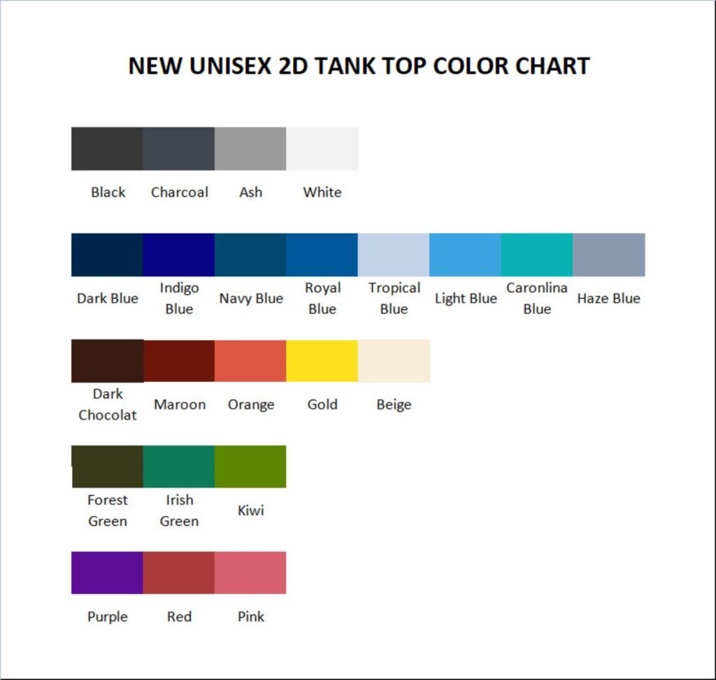 tank top color chart - ItsFunneh Store