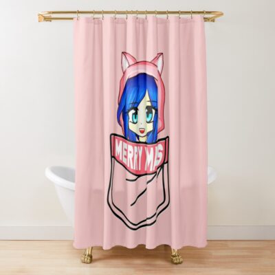 Itsfunneh Santa In Your Pocket Merry Christmas Shower Curtain Official ItsFunneh Merch