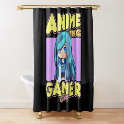 Animezing Gamer Girl Aesthetic Anime Chibi Itsfunneh Rainbow Art Shower Curtain Official ItsFunneh Merch